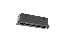 M9133  Blau Linear Recessed Spotlight 5 Light, 12W LED, 3000K, 840lm, Cut Out: L:145mm x W:40mm, Black, Driver Included